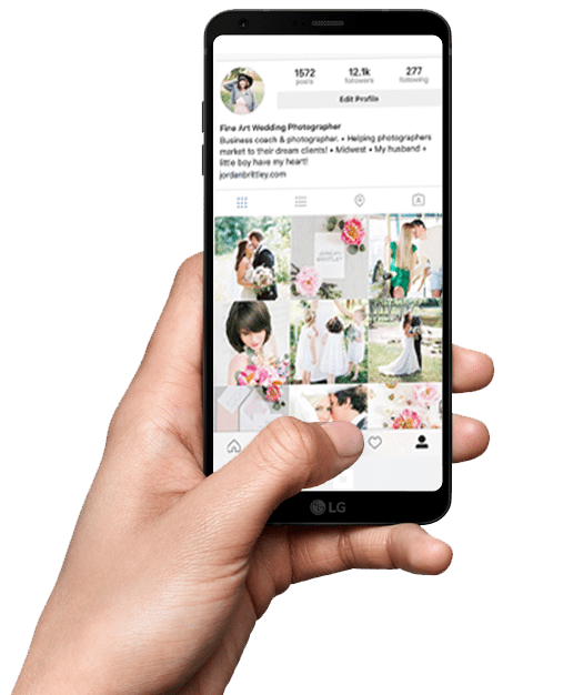 image social media wedding vendor cell phone