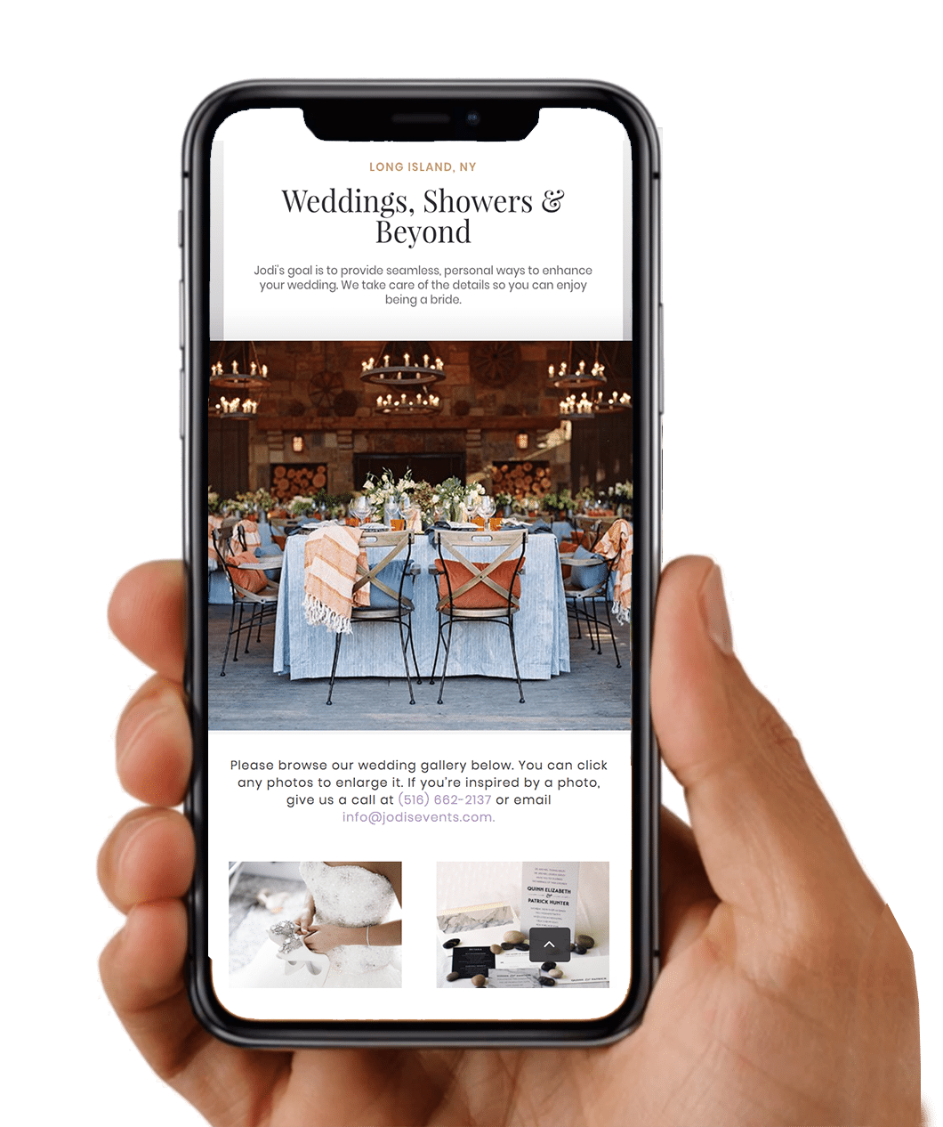 mobile view wedding venue website