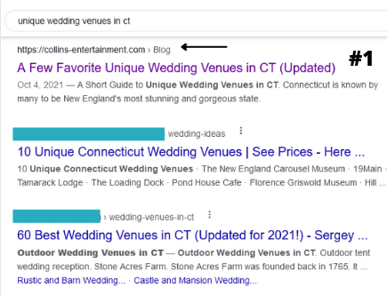 google listings for ct wedding venues