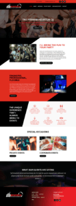 Screenshot of a DJ website featuring sections on services, client testimonials, and event types, with images of parties and social media links.