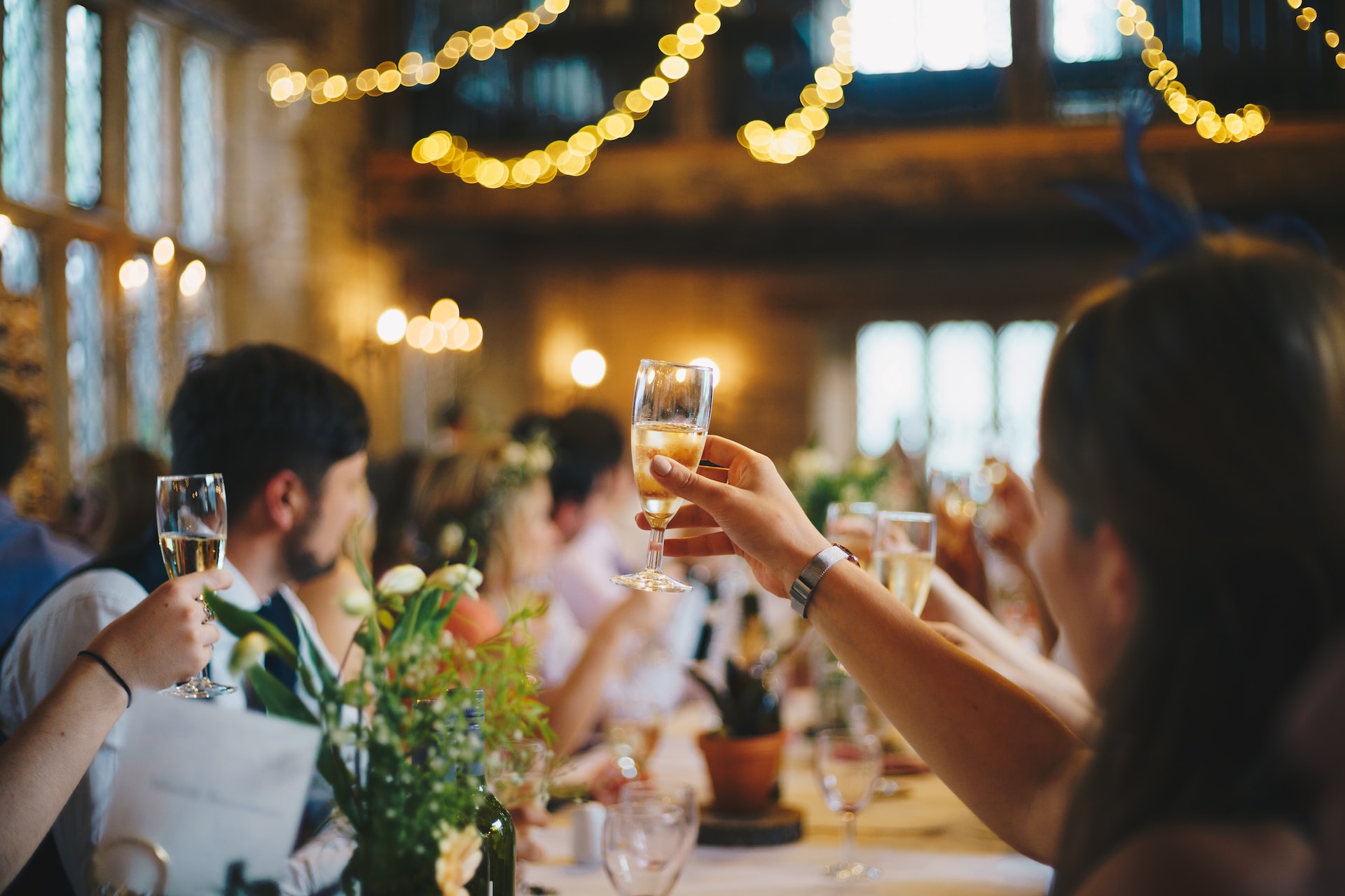 toasting at a wedding reception