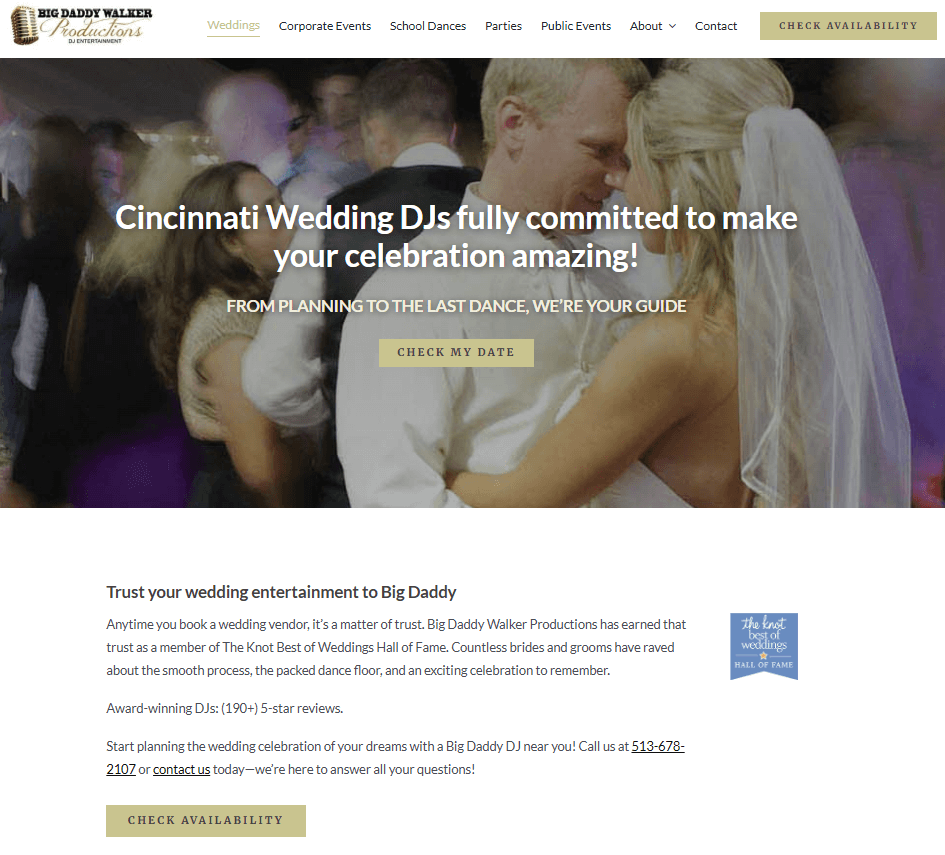Big Daddy wedding page