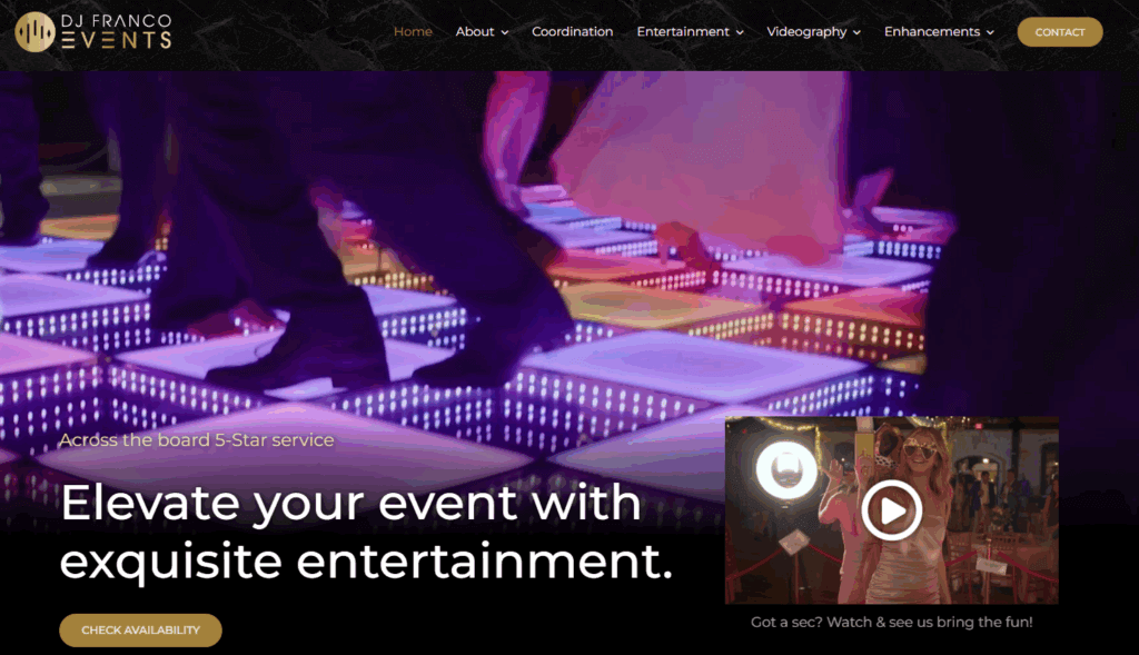 DJ Franco Events home page