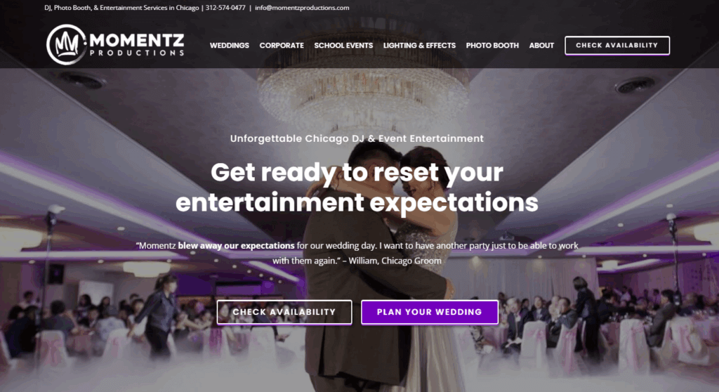 Momentz Productions home page