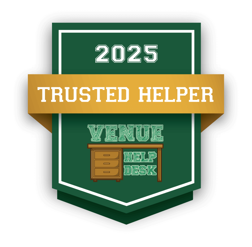 2025 Trusted Helper Venue Help Desk award badge.