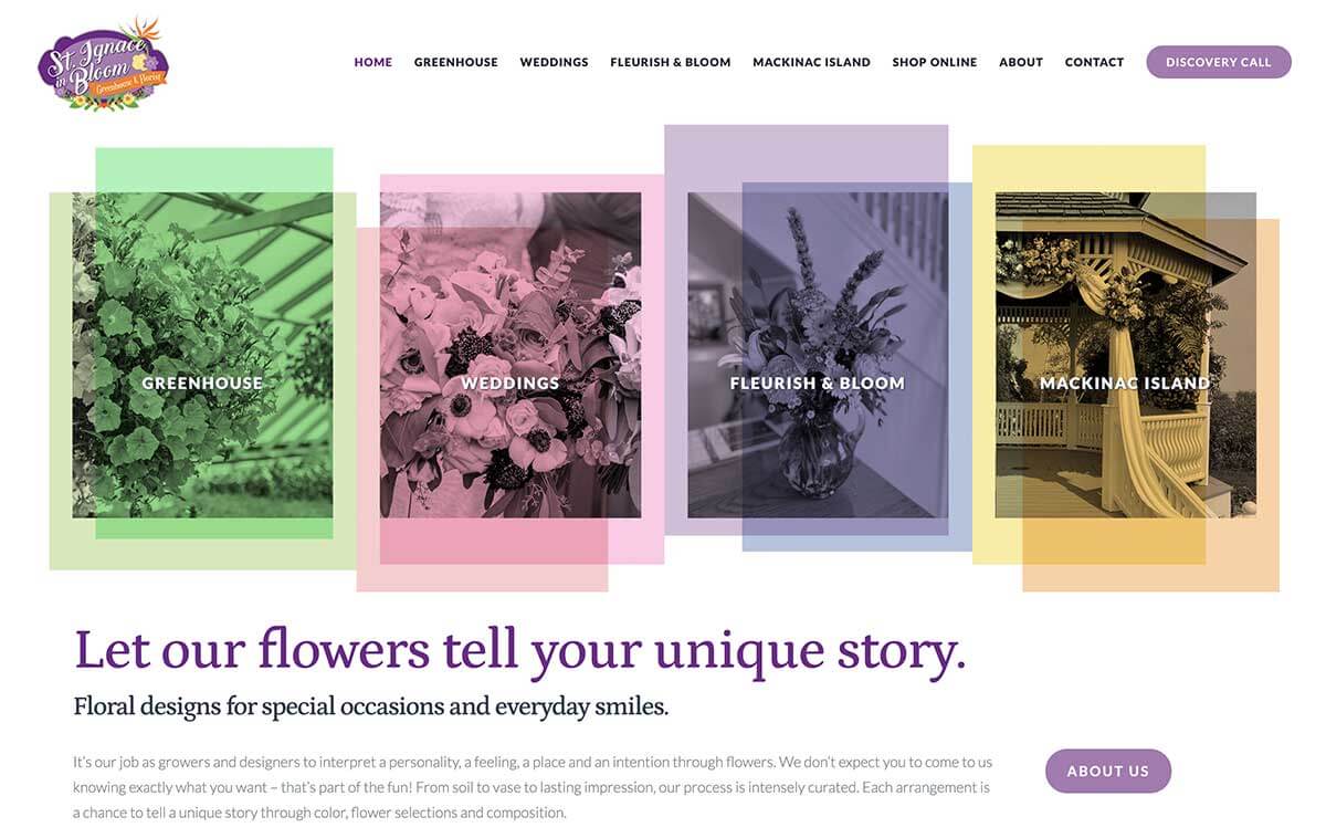 portfolio-florist-St-Ignace-in-Bloom Websites for wedding businesses